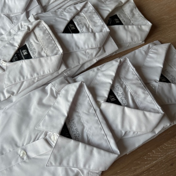 Set of 9 - H&M Easy Iron Men’s Shirt - White - Small - Picture 5 of 5
